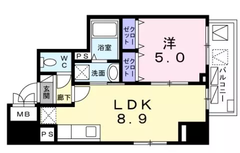 【築浅】ファヴール本郷 4階 1LDKの間取り