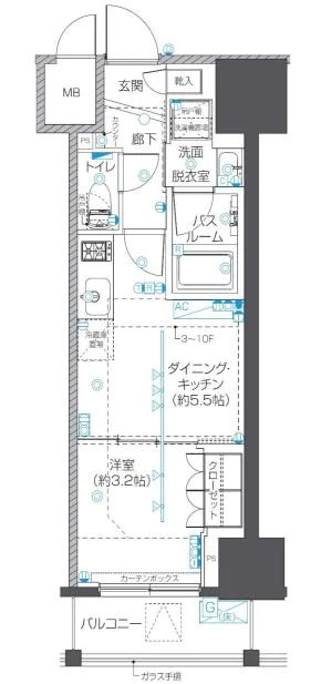 【新築】ZOOM本郷 5階 1DKの間取り