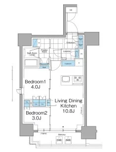 ルフォンプログレ本郷三丁目 13階 2LDKの間取り