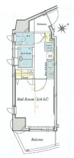 フォルトゥナ春日安藤坂 3階 1Kの間取り