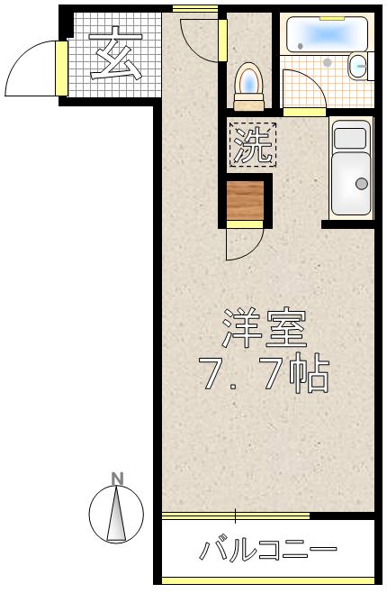 ラ・クローネ 1階 1Rの間取り