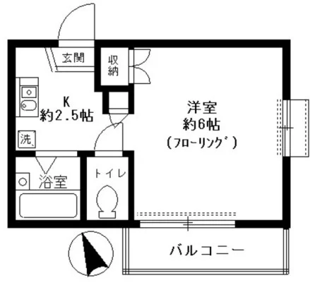 ハイムミユキ 1階 1Kの間取り