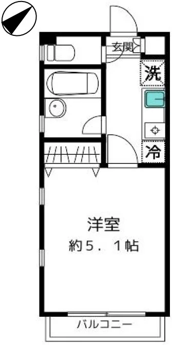 プライマル白山 1階 1Kの間取り