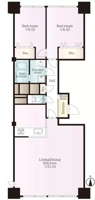 湯島ハイタウンA棟 10階 2LDKの間取り