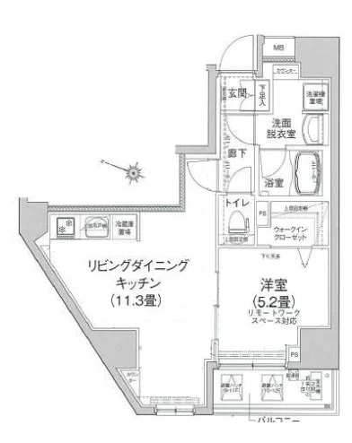 アイルプレミアム本駒込 9階 1LDKの間取り