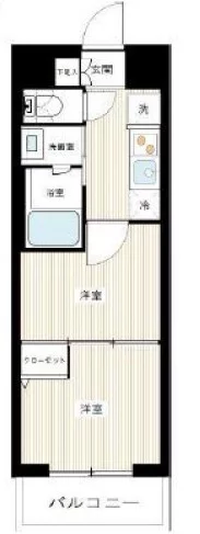 【築浅】ハーモニーレジデンス文京千石 4階 2Kの間取り