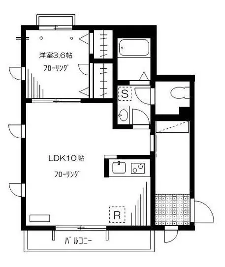 ショコラ白山 3階 1LDKの間取り