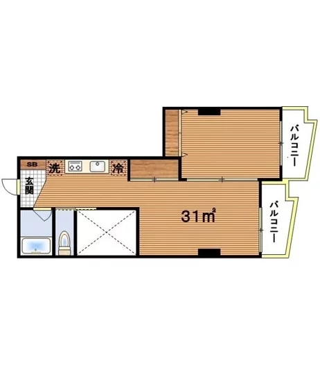 小林ビル 4階 1LDKの間取り