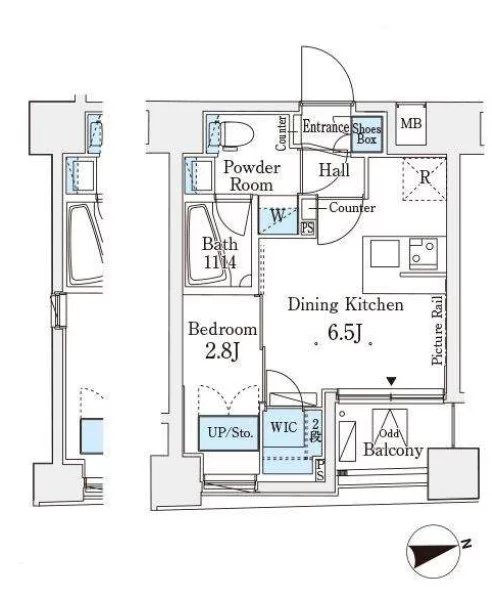 レジデンス文京春日 13階 1DKの間取り