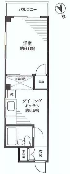 白浜ビル 2階 1DKの間取り