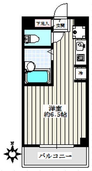 横田マンション 3階 1Rの間取り