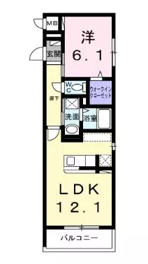 【築浅】ブルームオアシス 3階 1LDKの間取り