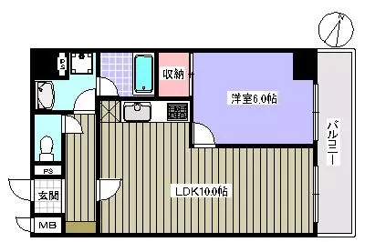 ヒルトップ小石川 3階 1LDKの間取り