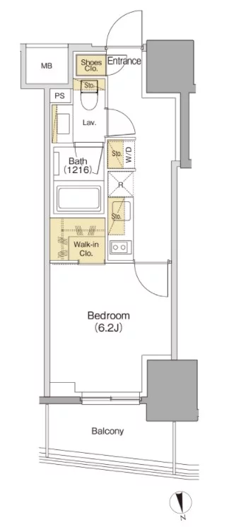 【築浅】ザ・パークハビオ本郷菊坂 9階 1Kの間取り