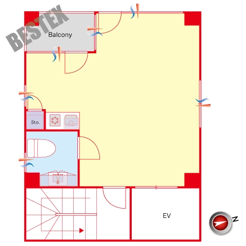 第2KSビル 4階 1Rの間取り