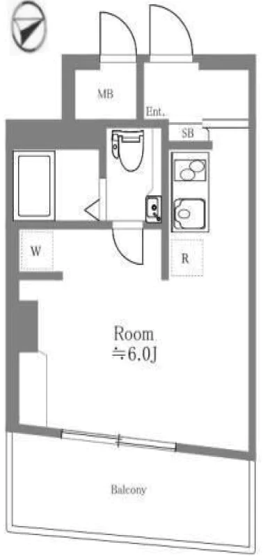 ライオンズマンション白山駅前 7階 1Rの間取り