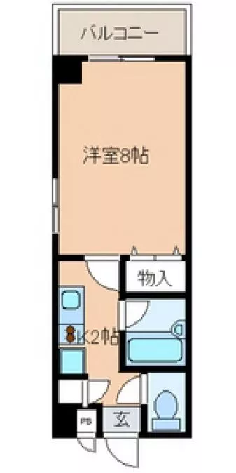 小石川ガーデンハウス 2階 1Kの間取り