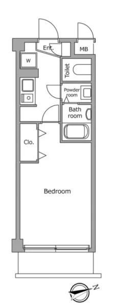 レジディア本郷菊坂プレイス(旧 AZ本郷菊坂) 3階 1Kの間取り