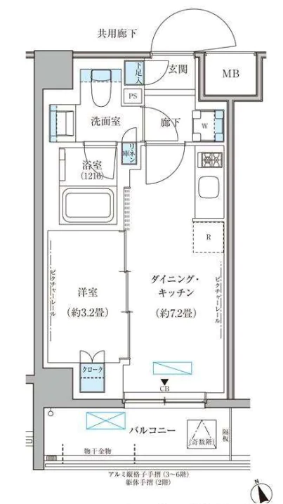 【新築】パークアクシス文京本郷 3階 1DKの間取り
