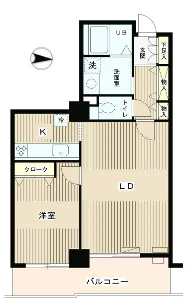 エルアージュ小石川 B棟 19階 1LDKの間取り