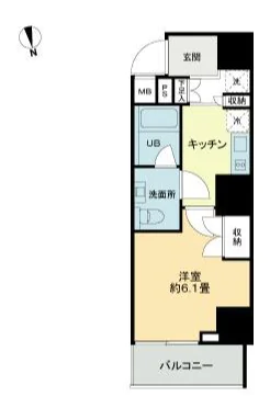 【新築】VIOR文京関口 8階 1Kの間取り