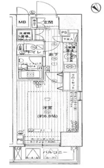 メインステージ文京春日 4階 1Kの間取り