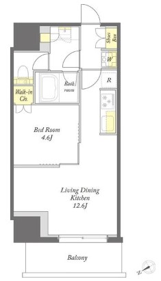 【築浅】PrimeMaison湯島（プライムメゾン湯島） 2階 1LDKの間取り