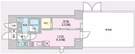 【新築】タスキプライムテラス後楽園 1階 1LDKの間取り