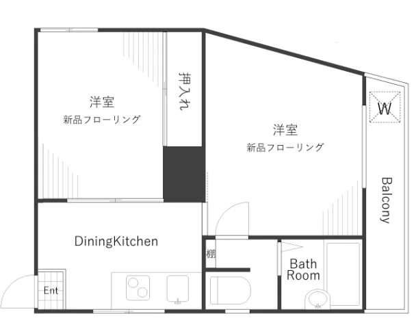 アーバンパレス千駄木 4階 2DKの間取り
