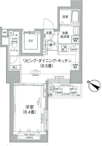 【築浅】アイルプレミアム文京六義園 2階 1LDKの間取り