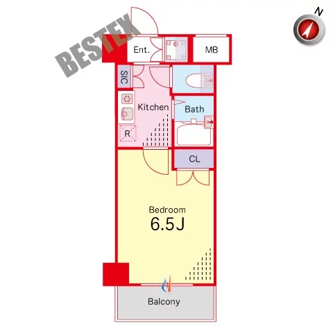 アーバイル文京白山 7階 1Kの間取り