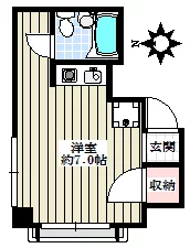 小澤第2ビル 4階 1Kの間取り