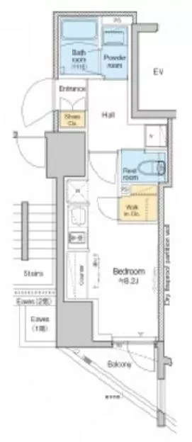 プラウドフラット文京千駄木 2階 1Rの間取り