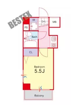 フェニックス茗荷谷 2階 1Kの間取り