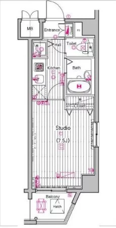 ガラ・ステージ南大塚 9階 1Kの間取り