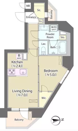 【築浅】神明公園ハイツ・文京 3階 1LDKの間取り