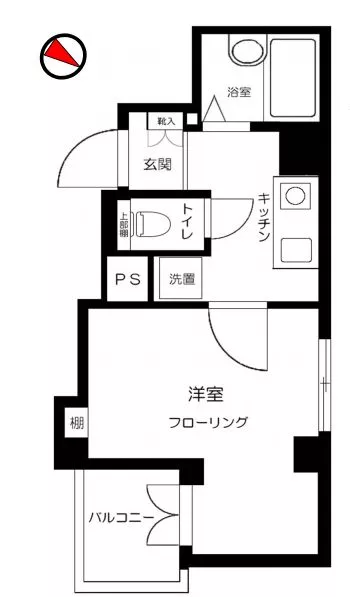 スカイコート文京根津 6階 1Kの間取り
