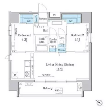 【新築】デュオメゾン文京白山 10階 2LDKの間取り