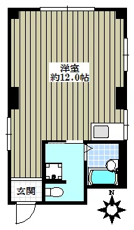 はるビル 2階 1Rの間取り
