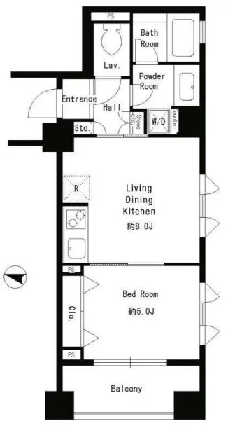 パークキューブ本郷 4階 1LDKの間取り