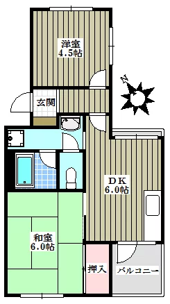 ラ・メゾンドスエヒロ 1階 2DKの間取り