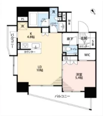 ガーラ・レジデンス文京白山 14階 1LDKの間取り