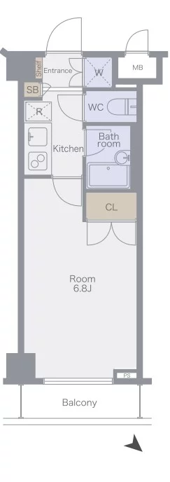 サンパティオ文京千石 5階 1Kの間取り