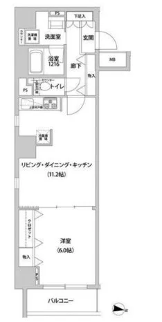 ドミール青柳 7階 1LDKの間取り