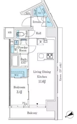 【築浅】プライマル御茶ノ水(旧:リビオメゾン御茶ノ水) 8階 1LDKの間取り