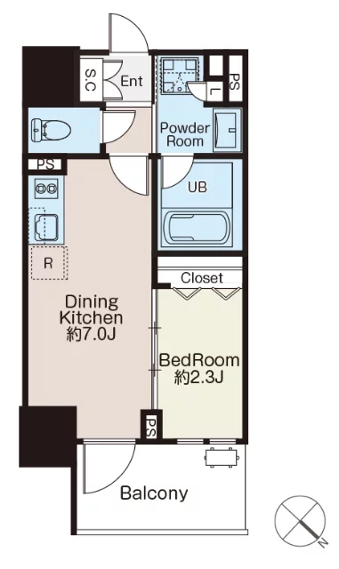 クラシアム文京白山 10階 1DKの間取り
