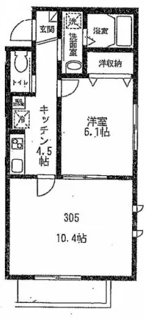 サンリード 3階 2Kの間取り