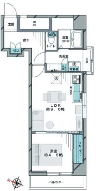 ライオンズマンション護国寺第2 3階 1LDKの間取り