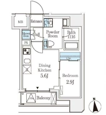 クラリティア文京湯島 5階 1DKの間取り