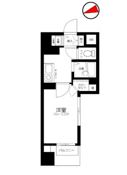 プレール文京WEST 5階 1Kの間取り